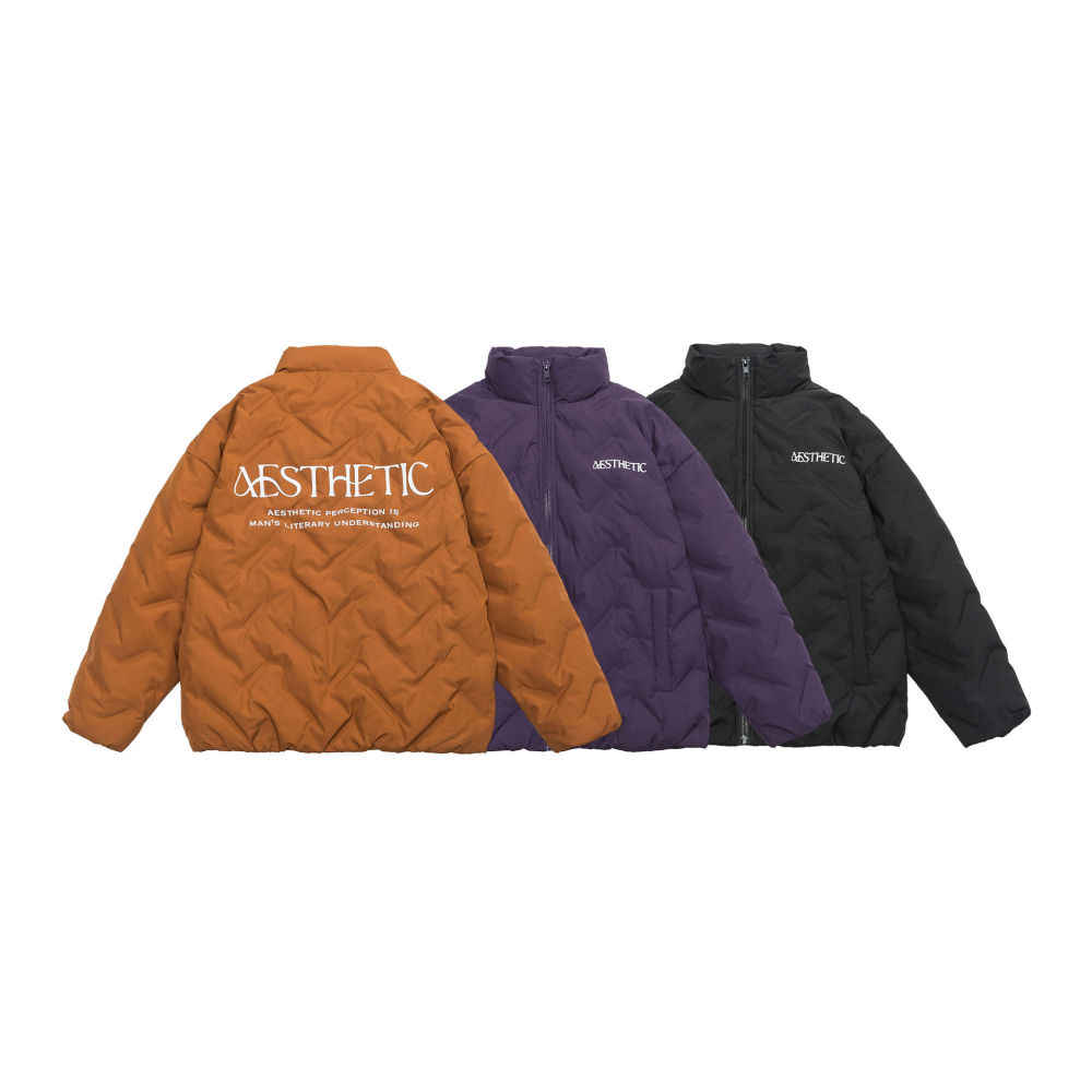 GrogeousBen  Unisex  Diamond-shaped stand collar down jacket men's winter style trendy thickened warm casual lightweight jacket