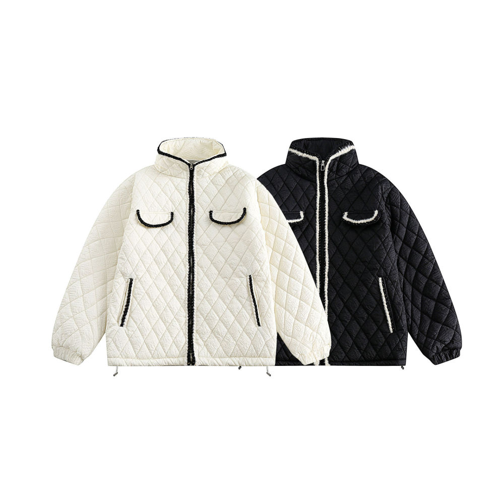 GrogeousBen  Unisex New trendy Chanel-style diamond lattice lightweight cotton jacket.