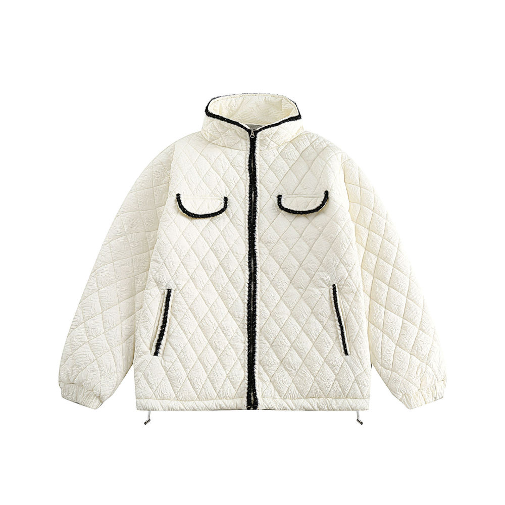 GrogeousBen  Unisex New trendy Chanel-style diamond lattice lightweight cotton jacket.