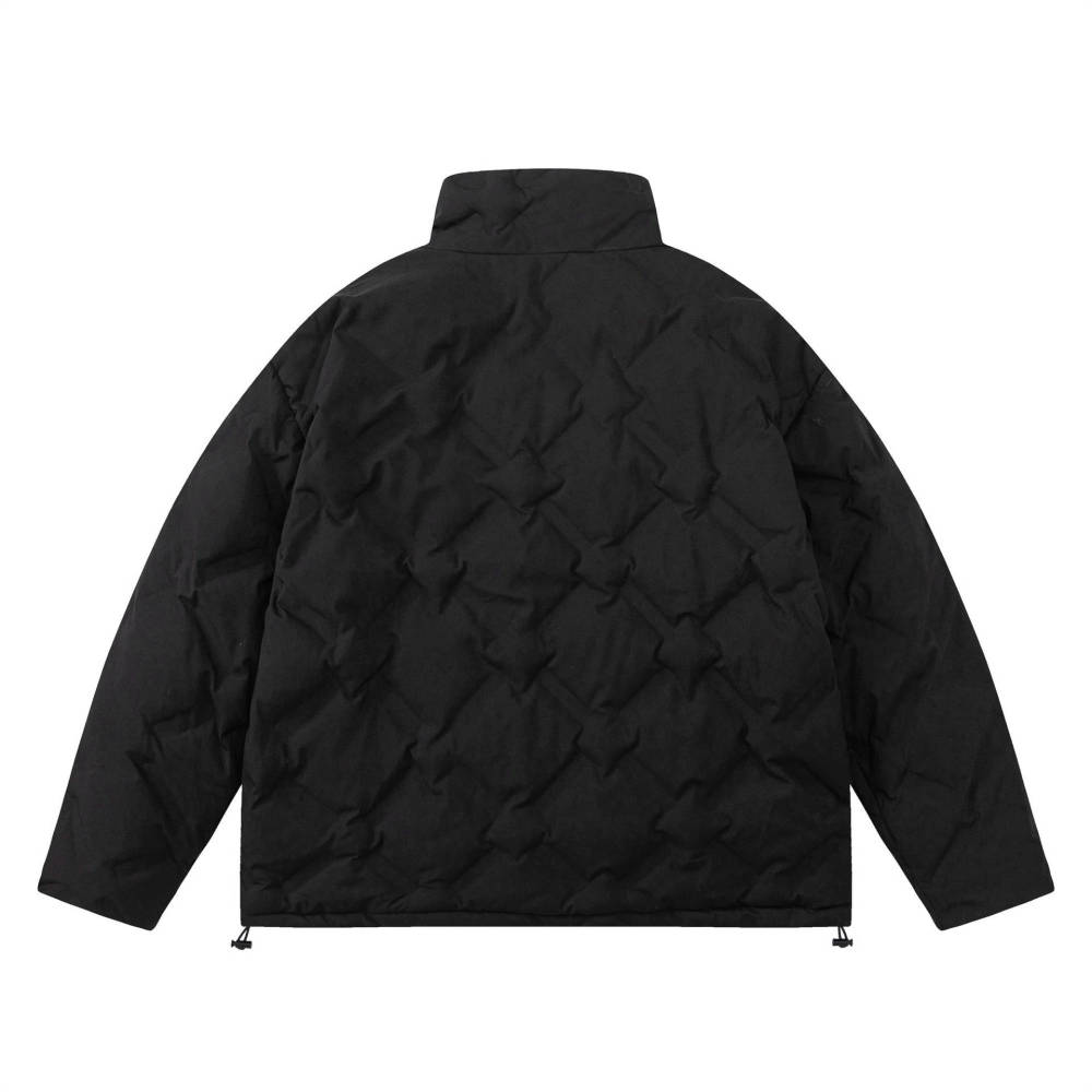 GrogeousBen  Unisex  Trendy and fashionable stand-up collar simple and versatile jacket Thickened white pressed diamond grid down jacket for winter.