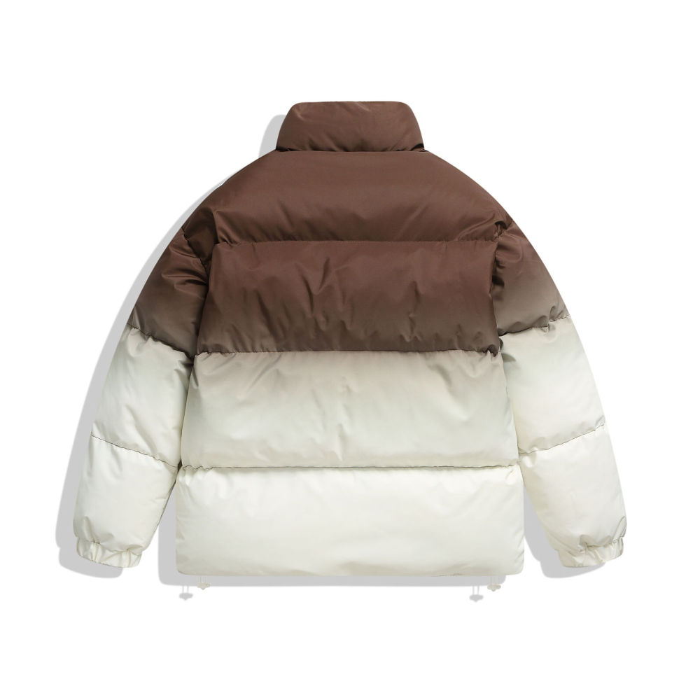 GrogeousBen  Unisex Gradient stand collar cotton coat men's winter trend loose thick warm versatile casual couple splicing cotton coat jacket