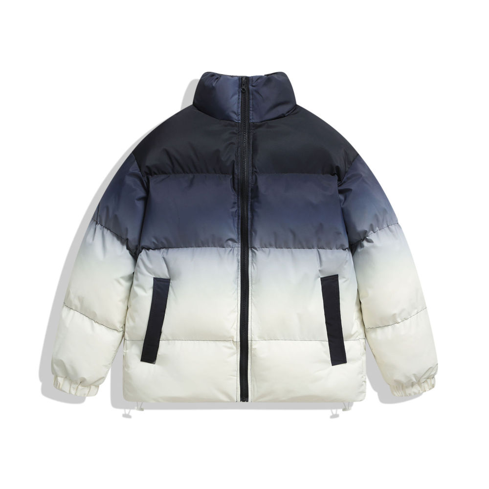 GrogeousBen  Unisex Gradient stand collar cotton coat men's winter trend loose thick warm versatile casual couple splicing cotton coat jacket