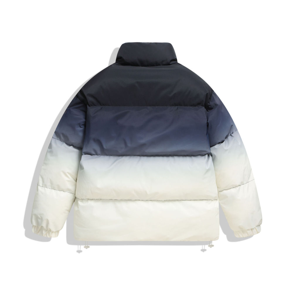 GrogeousBen  Unisex Gradient stand collar cotton coat men's winter trend loose thick warm versatile casual couple splicing cotton coat jacket