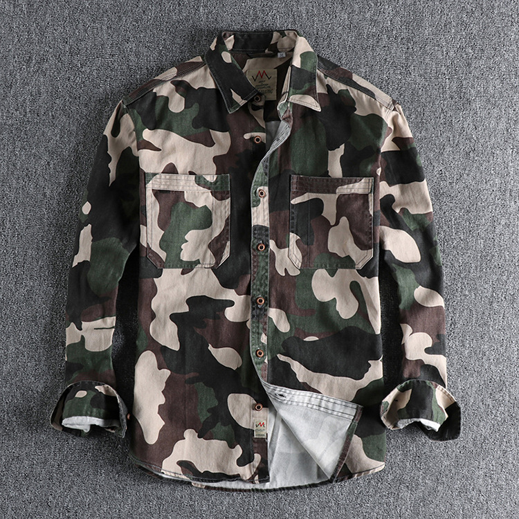 GrogeousBen  Men's Casual shirt with retro and trendy workwear style pockets for daily wear by young people.