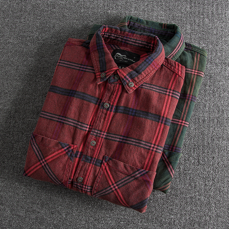 GrogeousBen  Men's Autumn and winter new personality slim-fit versatile men's casual plaid long-sleeved shirt.