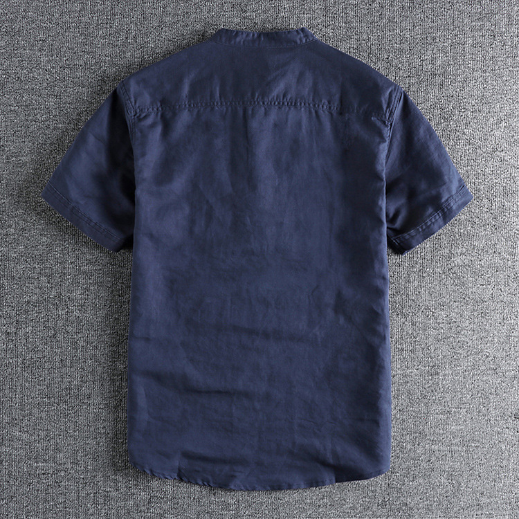 GrogeousBen  Men's Retro half-buttoned short-sleeved shirt for men, comfortable and breathable, suitable for daily wear