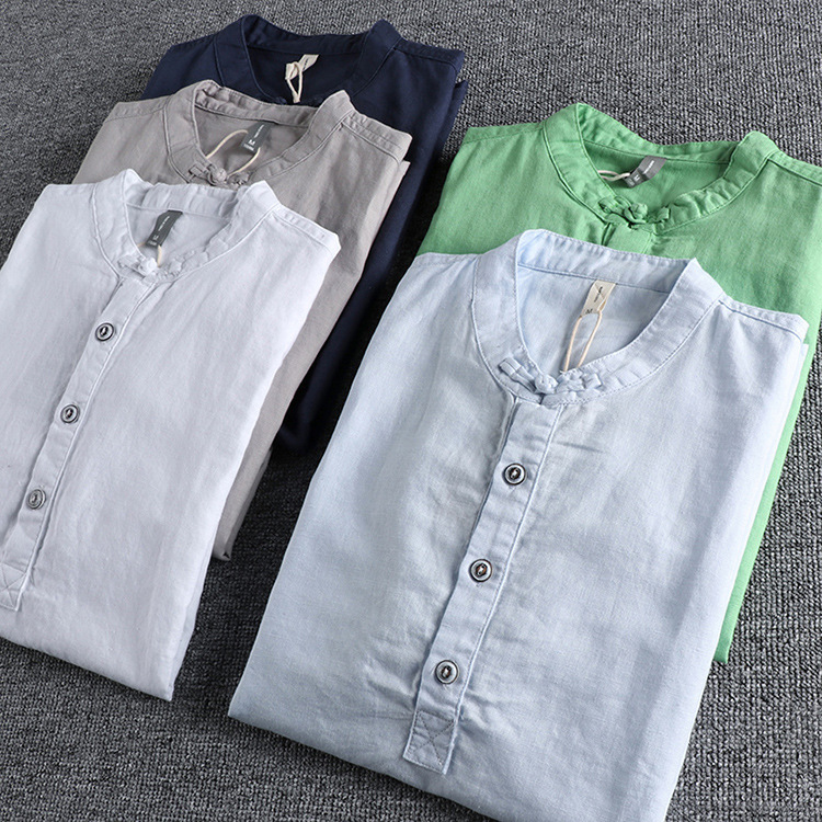 GrogeousBen  Men's Retro half-buttoned short-sleeved shirt for men, comfortable and breathable, suitable for daily wear