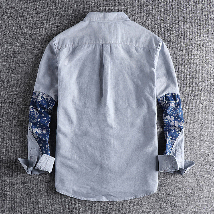 GrogeousBen  Men's Fashionable and versatile sleeve flower patchwork  shirt for men long sleeves.