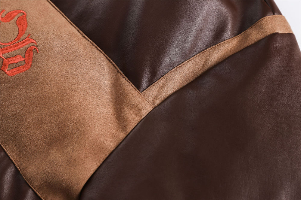 GrogeousBen  Women's Vintage spliced PU leather cotton coat thickened winter jacket for women.