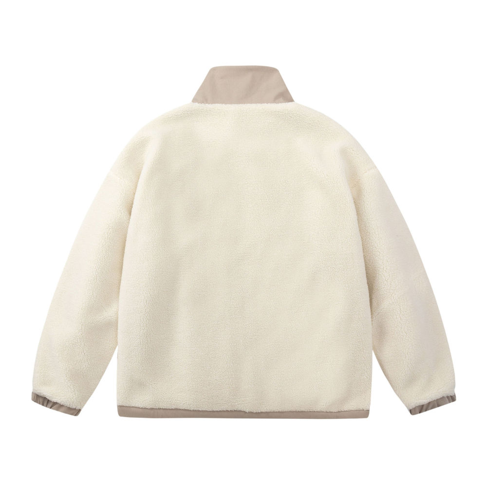 GrogeousBen  Unisex American style trendy lamb wool coat, loose fit with added lining and thick design, fashionable cotton jacket for winter.