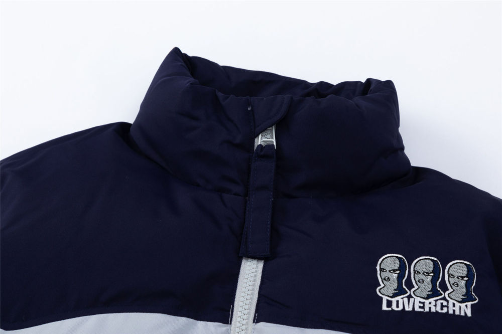 GrogeousBen  Unisex American retro spliced letter embroidery cotton coat female winter cotton clothes cotton jacket