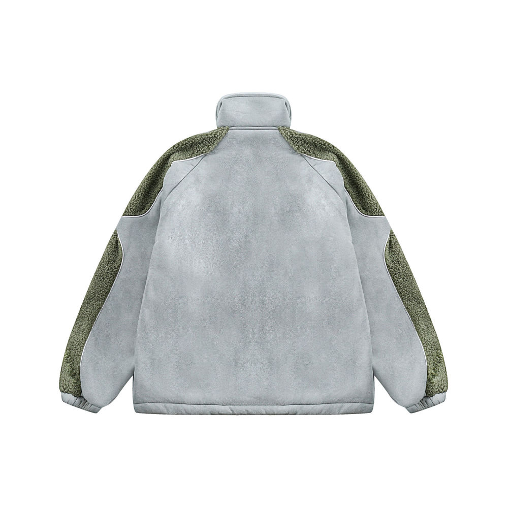 GrogeousBen  Unisex Winter American retro suede sheepskin wool splicing warm trendy brand coat.