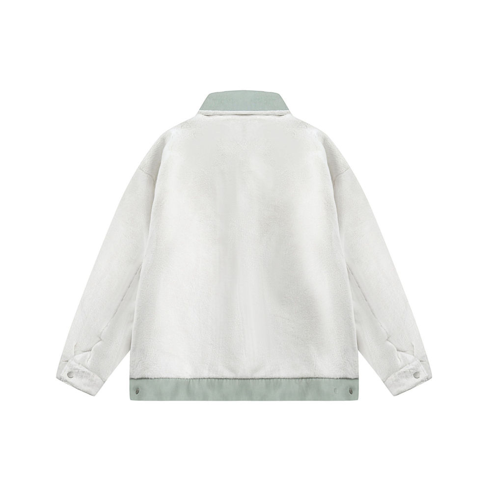 GrogeousBen  Unisex Winter American retro style sticker pocket double-sided cotton jacket.
