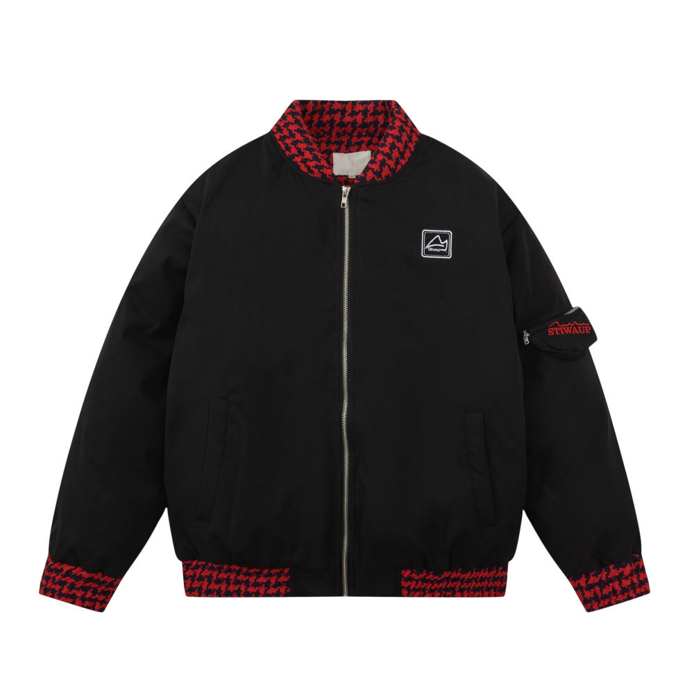GrogeousBen  Unisex Winter American style spliced baseball jacket cotton coat men's and women's loose sports thickened jacket versatile casual cotton clothing.