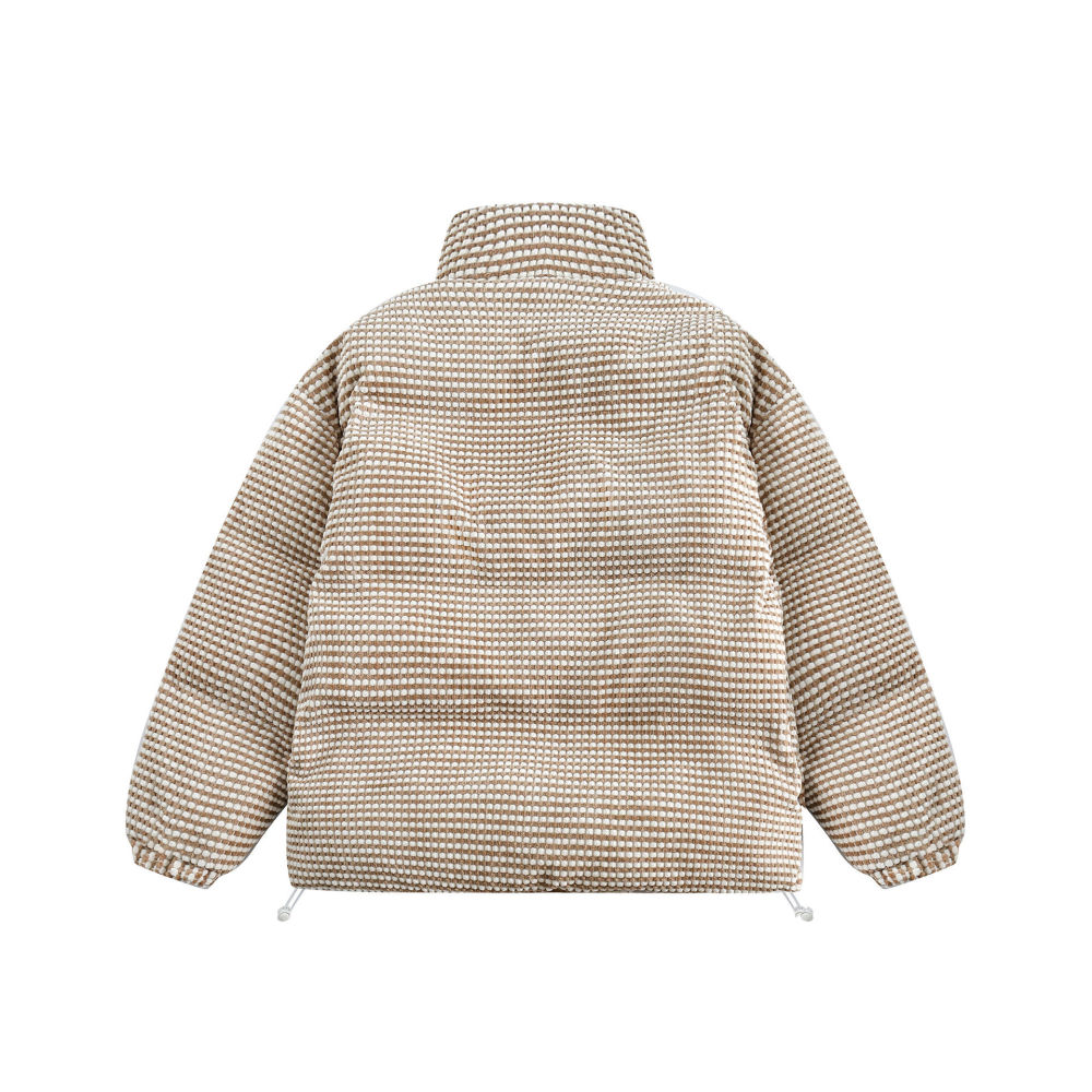 GrogeousBen  Unisex Grid plush bear bread clothing cotton coat female male winter loose warm milk breath top coat cotton clothing