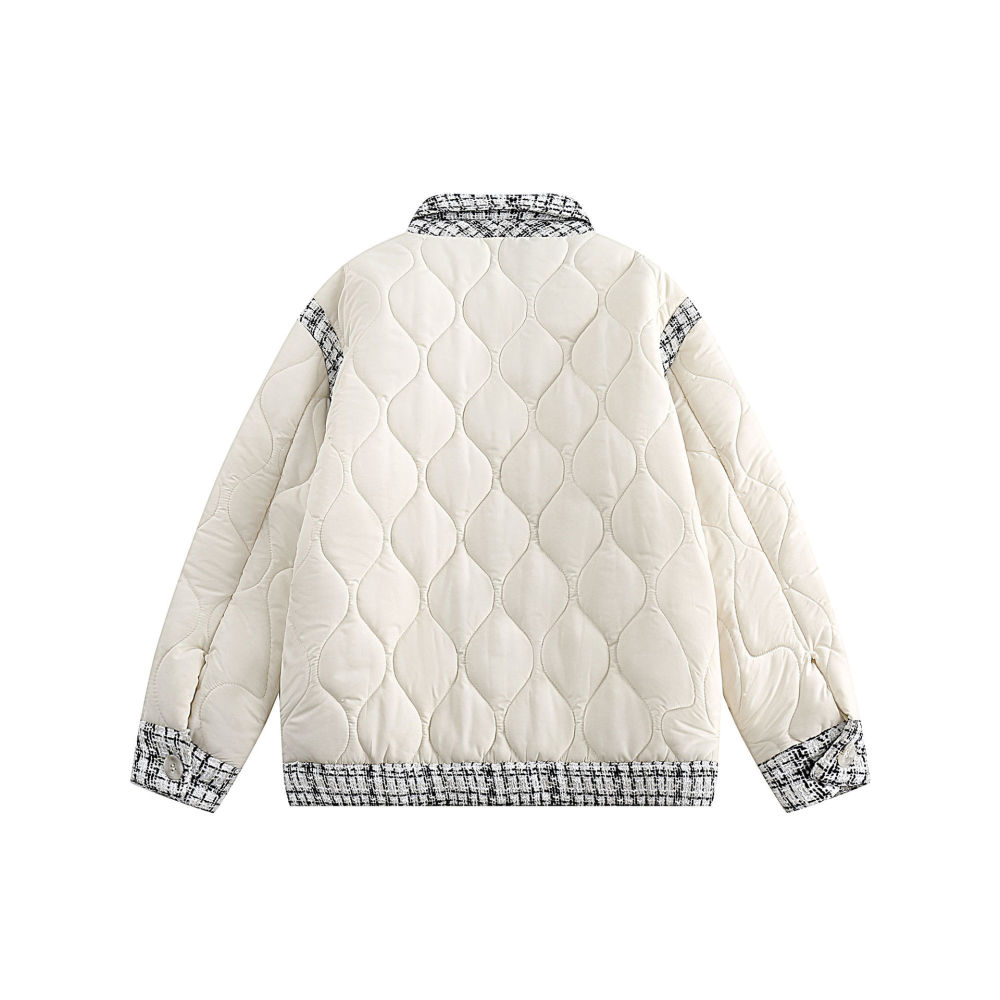 GrogeousBen  Unisex Splicing Chanel-style cotton-padded jacket  winter coat new plaid trend retro diamond lattice cotton cotton clothing