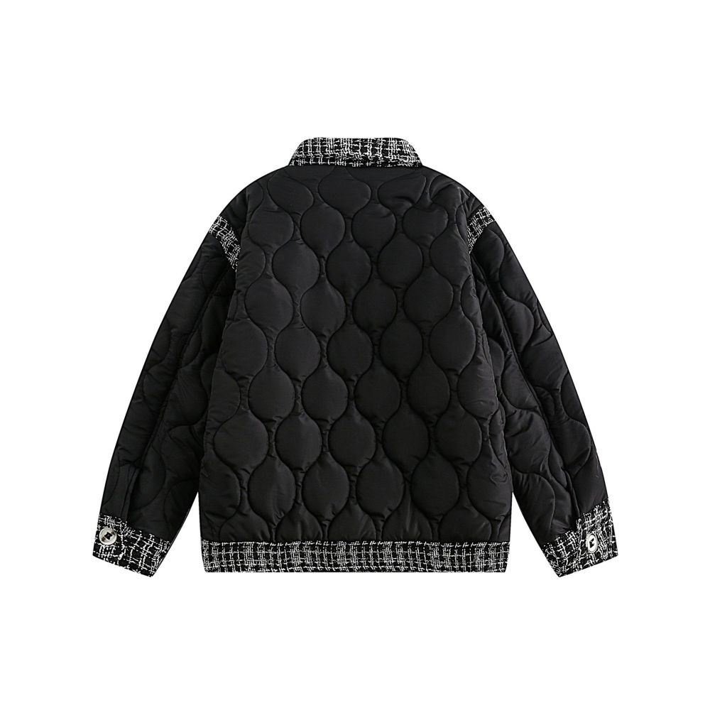 GrogeousBen  Unisex Splicing Chanel-style cotton-padded jacket  winter coat new plaid trend retro diamond lattice cotton cotton clothing