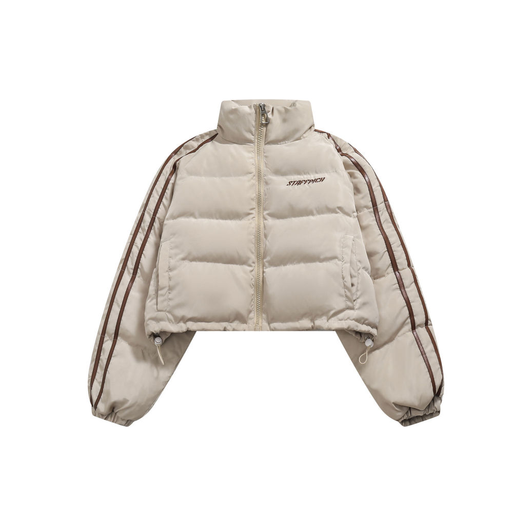GrogeousBen  Women's Striped short bread coat cotton coat  winter  new ins cotton padded jacket design sense cotton jacket