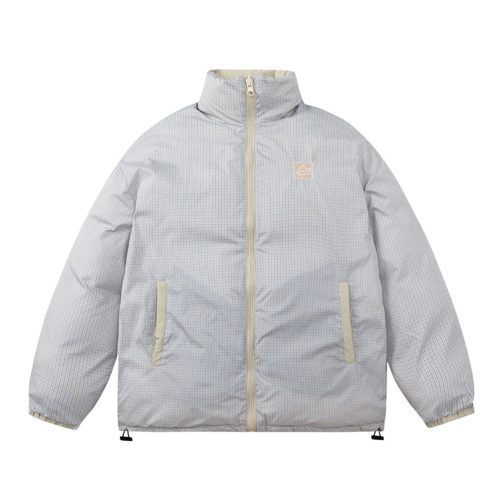 GrogeousBen  Unisex Double-sided wearing retro trendy brand embroidered stand-up collar thickened warm cotton coat
