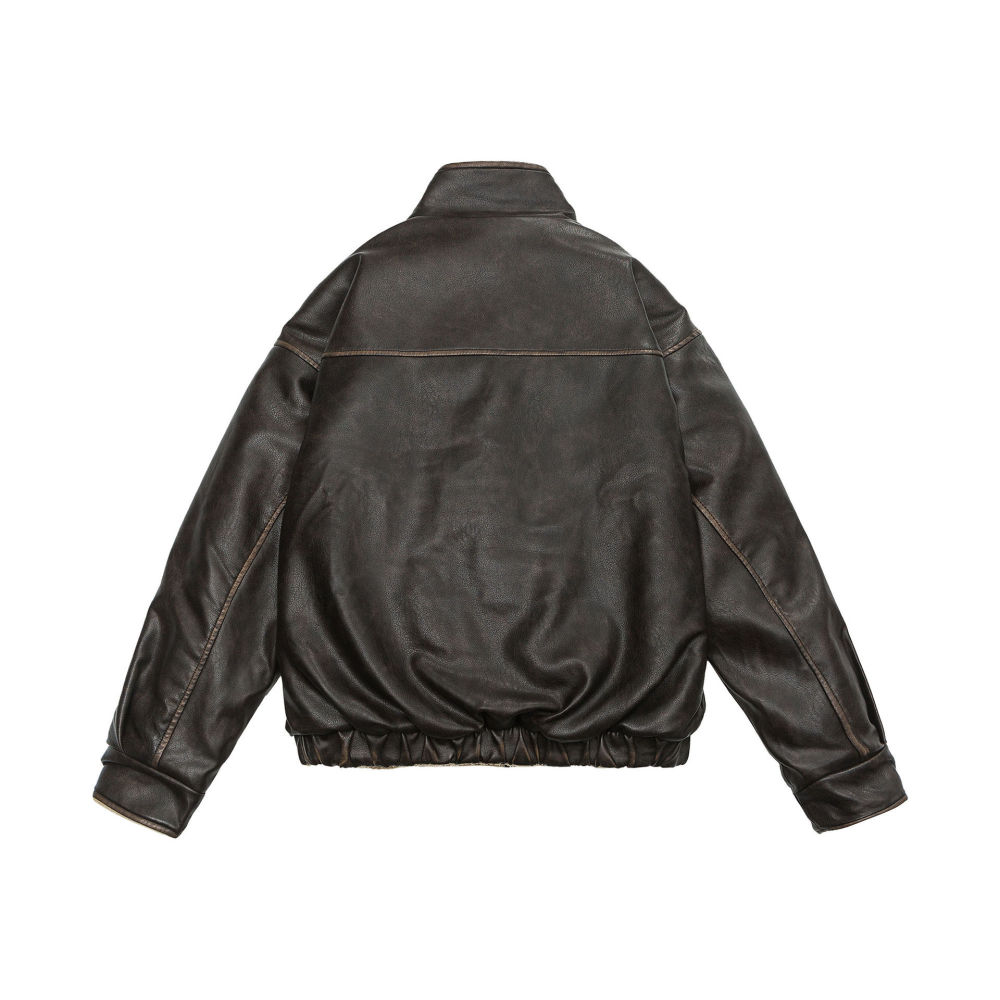 GrogeousBen  Unisex American vintage thickened jacket with fur and leather, pilot cotton flight suit.