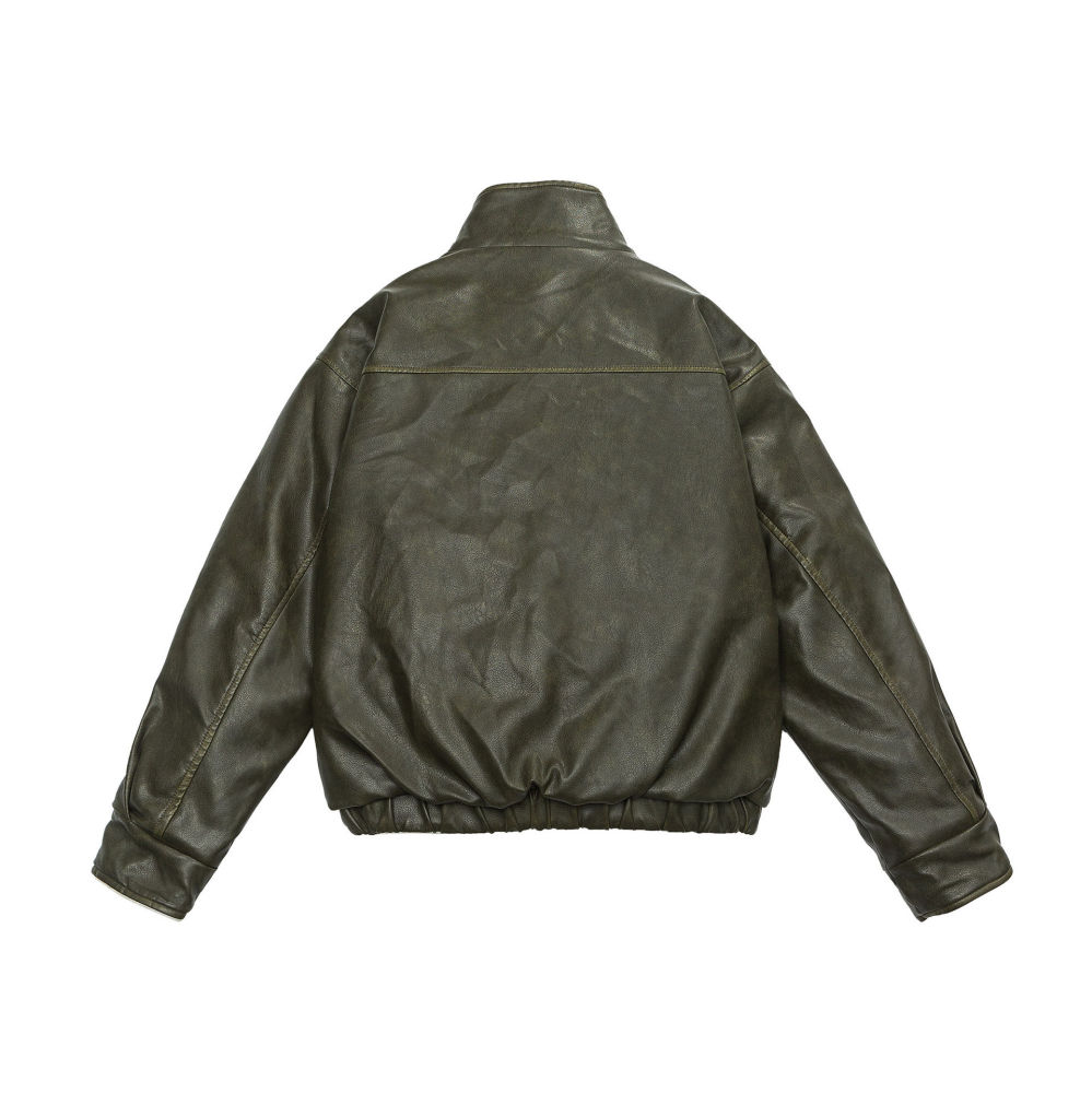 GrogeousBen  Unisex American vintage thickened jacket with fur and leather, pilot cotton flight suit.