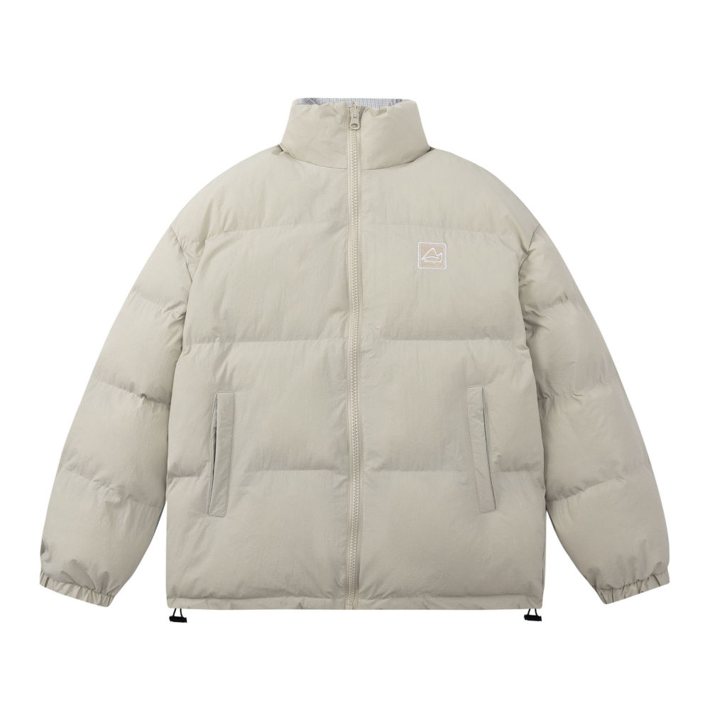 GrogeousBen  Unisex Double-sided wearing retro trendy brand embroidered stand-up collar thickened warm cotton coat
