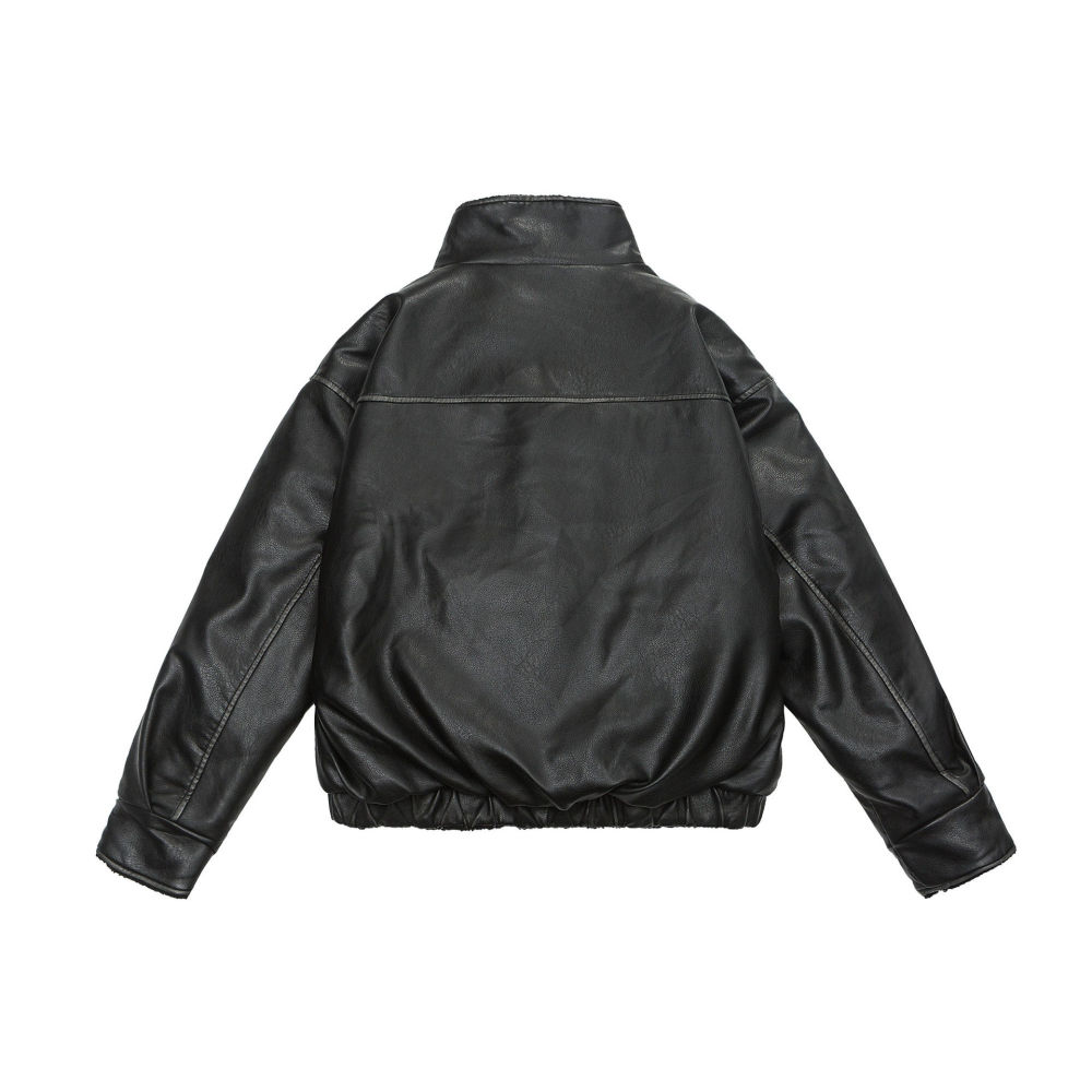 GrogeousBen  Unisex American vintage thickened jacket with fur and leather, pilot cotton flight suit.