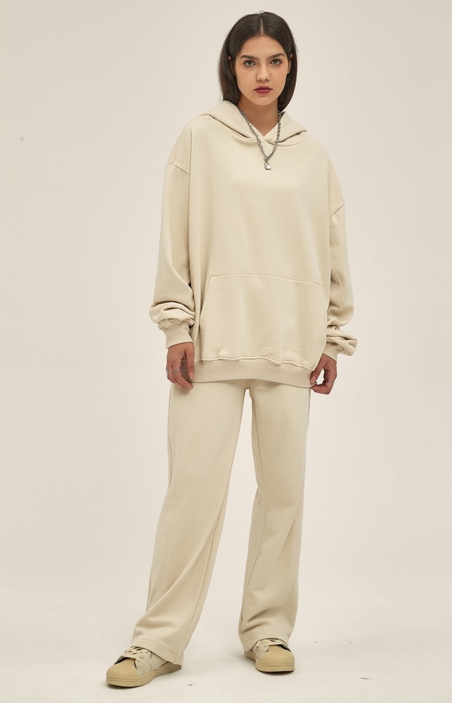 GrogeousBen  Unisex Autumn and winter new 350g looped thin spliced hooded men's sweatshirt oversize loose sports suit