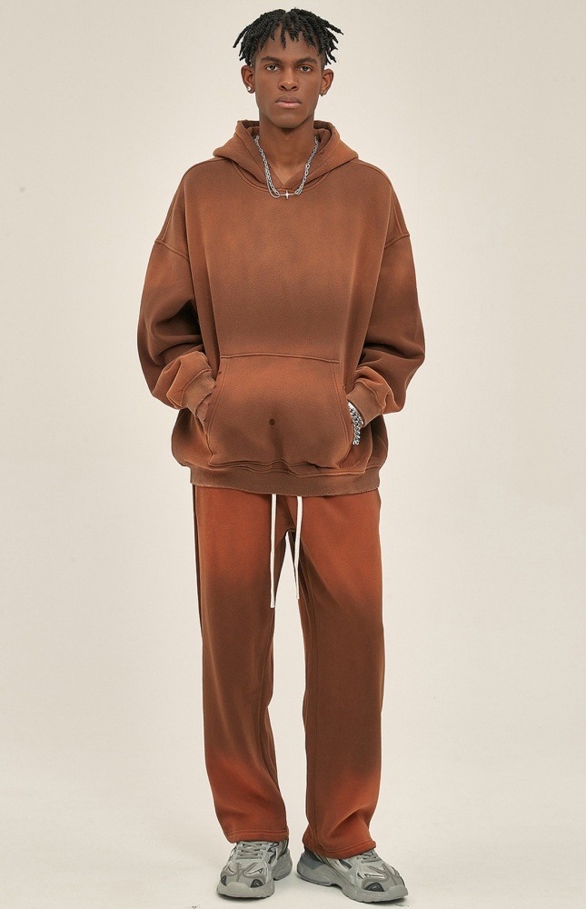 GrogeousBen  Unisex Autumn and winter new 360g trendy hoodie for men, spray-dyed, thickened with a hood, trendy men's hoodie and pants set.