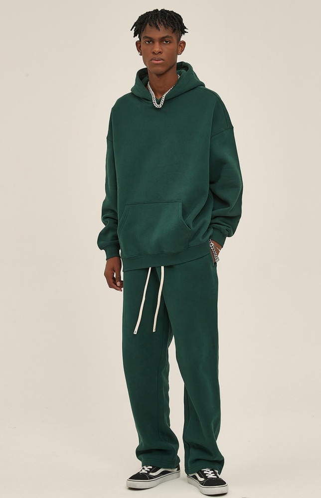 GrogeousBen  Unisex New autumn and winter loose-fitting plus velvet trendy brand hoodie oversize hooded trendy men's hoodie pants set