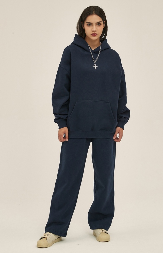 GrogeousBen  Unisex New autumn and winter loose-fitting plus velvet trendy brand hoodie oversize hooded trendy men's hoodie pants set