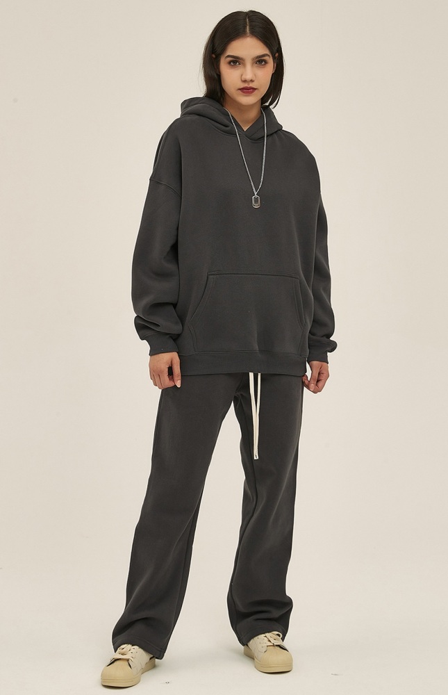 GrogeousBen  Unisex New autumn and winter loose-fitting plus velvet trendy brand hoodie oversize hooded trendy men's hoodie pants set