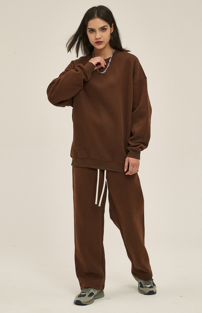 GrogeousBen  Unisex Autumn and winter new 350g dopamine plus velvet thickened oversize loose trendy men's wear sweatpants suit