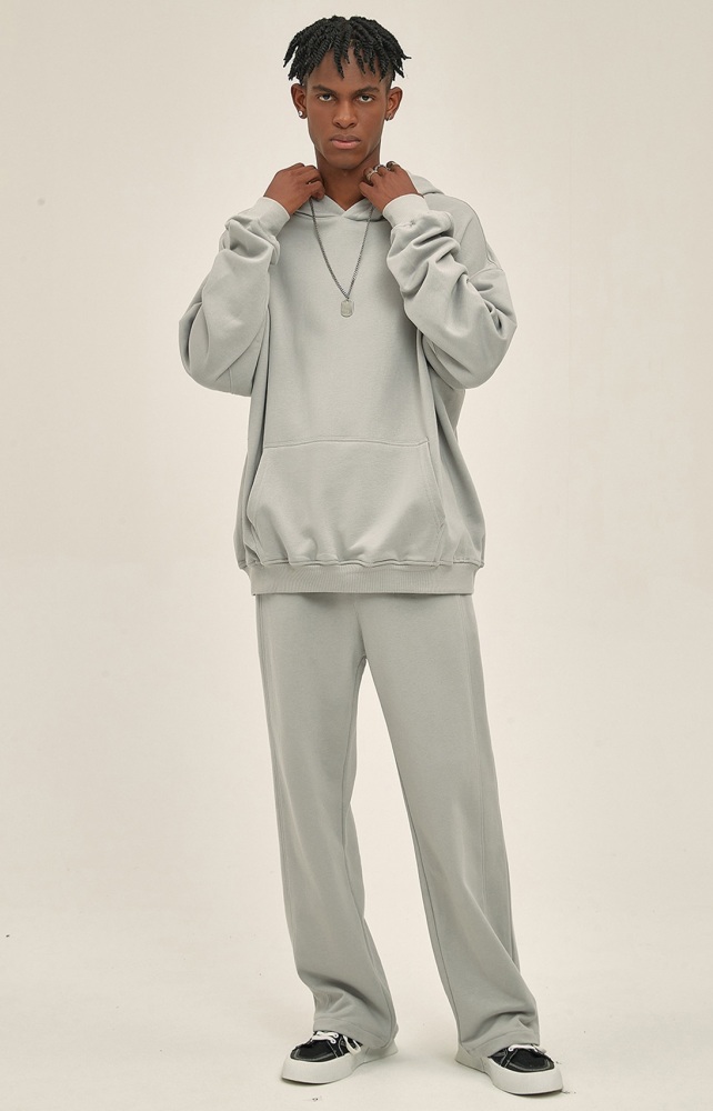 GrogeousBen  Unisex Autumn and winter new 350g looped thin spliced hooded men's sweatshirt oversize loose sports suit