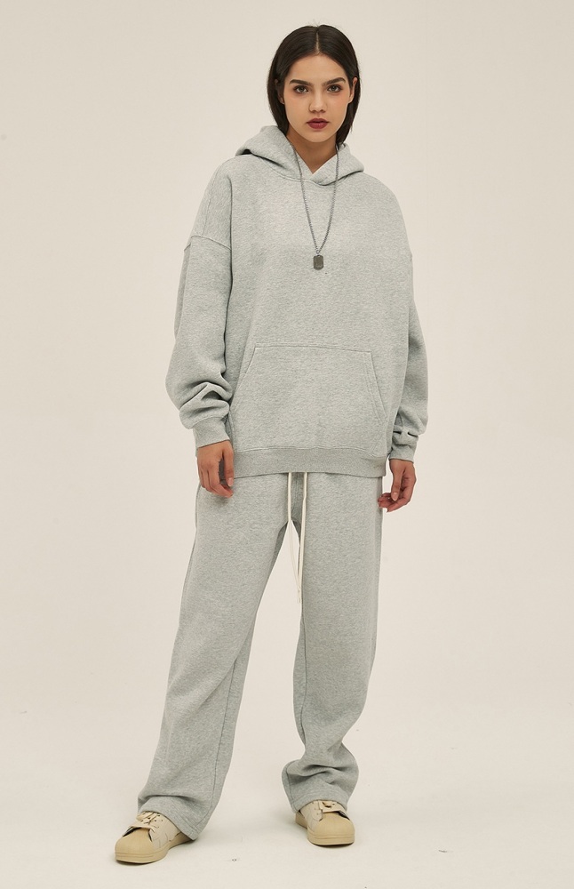 GrogeousBen  Unisex New autumn and winter loose-fitting plus velvet trendy brand hoodie oversize hooded trendy men's hoodie pants set
