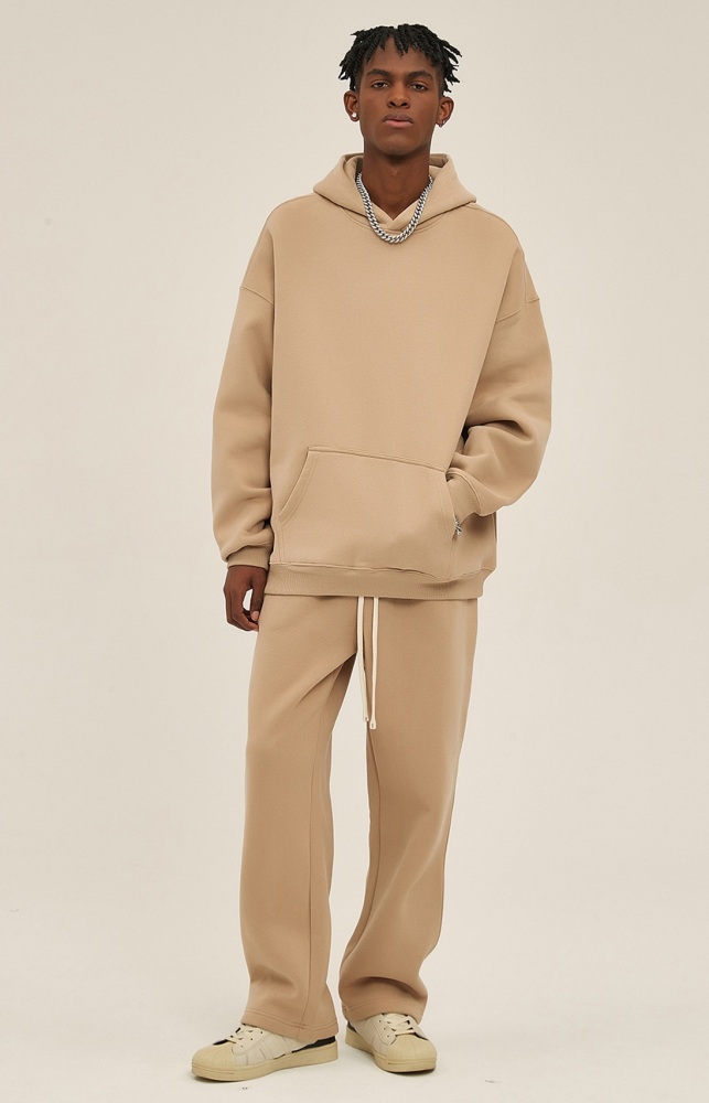 GrogeousBen  Unisex New autumn and winter loose-fitting plus velvet trendy brand hoodie oversize hooded trendy men's hoodie pants set
