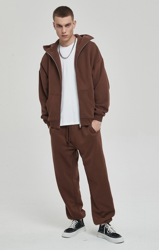 GrogeousBen  Unisex Autumn and winter new dark 360g fleece thickened suit with mask, zipper, and hood sweatshirt set