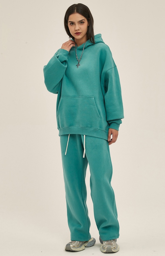 GrogeousBen  Unisex New autumn and winter loose-fitting plus velvet trendy brand hoodie oversize hooded trendy men's hoodie pants set