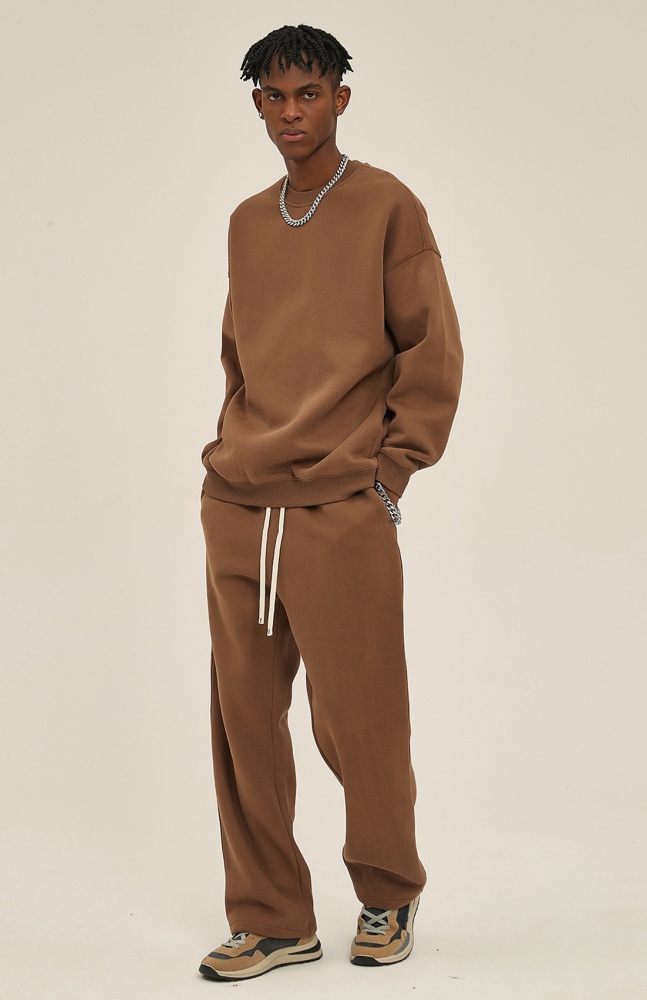 GrogeousBen  Unisex Autumn and winter new 350g dopamine plus velvet thickened oversize loose trendy men's wear sweatpants suit
