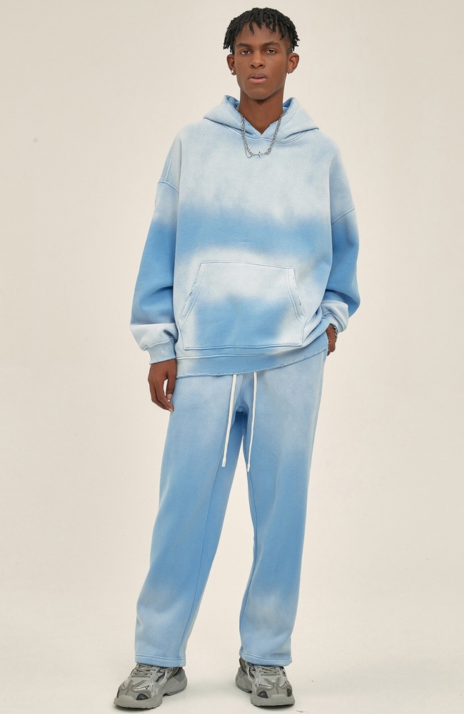 GrogeousBen  Unisex Autumn and winter new 360g trendy hoodie for men, spray-dyed, thickened with a hood, trendy men's hoodie and pants set.