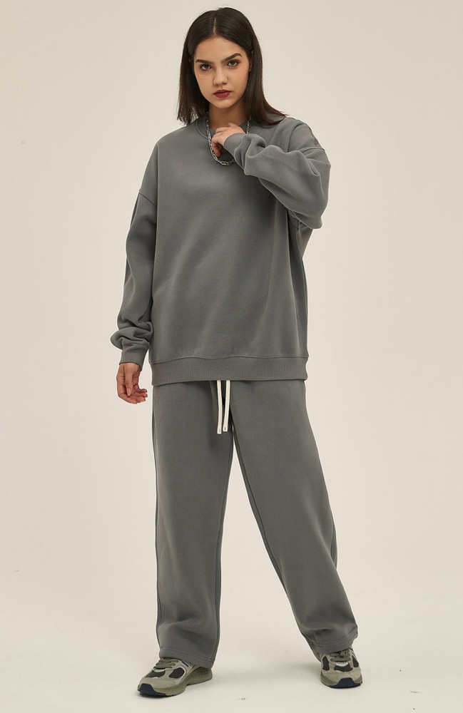GrogeousBen  Unisex Autumn and winter new 350g dopamine plus velvet thickened oversize loose trendy men's wear sweatpants suit