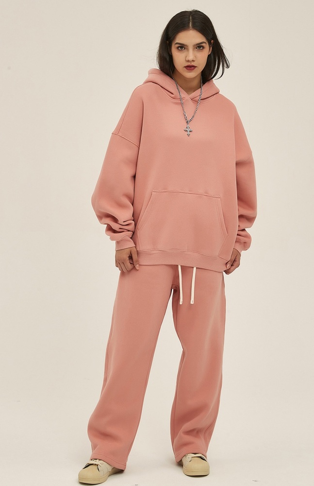 GrogeousBen  Unisex New autumn and winter loose-fitting plus velvet trendy brand hoodie oversize hooded trendy men's hoodie pants set