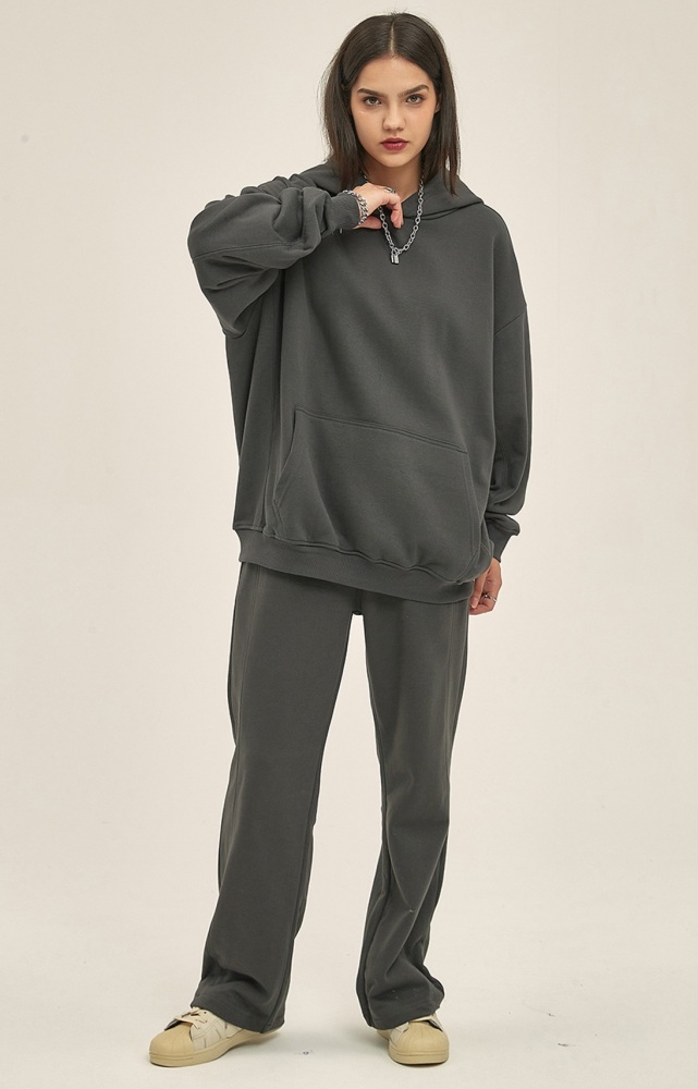 GrogeousBen  Unisex Autumn and winter new 350g looped thin spliced hooded men's sweatshirt oversize loose sports suit