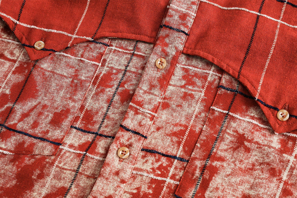 GrogeousBen  Unisex 2024 spring new color-blocked plaid splicing long-sleeved shirt outerwear for men, loose red top.