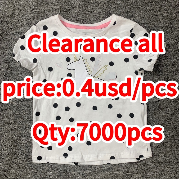 Clearance sale-  Girls New Fashion Summer Children's Top 100% Cotton Short Sleeve O-Neck T-shirt Polka Dot Print Cotton Girls T-shirt