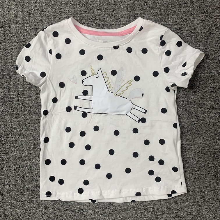 Clearance sale-  Girls New Fashion Summer Children's Top 100% Cotton Short Sleeve O-Neck T-shirt Polka Dot Print Cotton Girls T-shirt