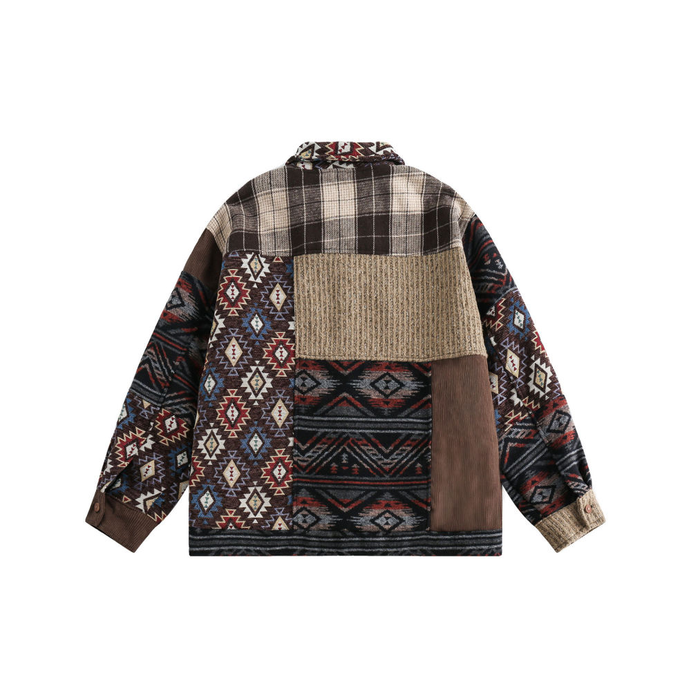 GrogeousBen  Unisex 2024 spring new ethnic style multi-pocket spliced jacket coat top for men and couples' Japanese loose top