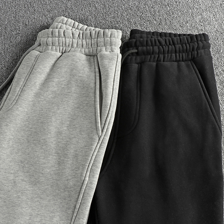 GrogeousBen  Men's Natural water-washed solid color simple casual pants for men, heavy-duty fleece-lined thick drawstring waist sports pants with cuffed ankles.