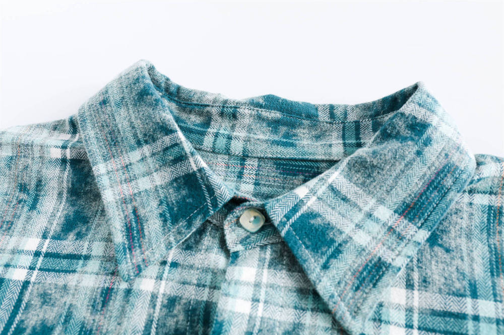 GrogeousBen  Unisex 2024 new vintage tie-dye green plaid long-sleeved shirt unisex spring casual versatile plaid shirt jacket