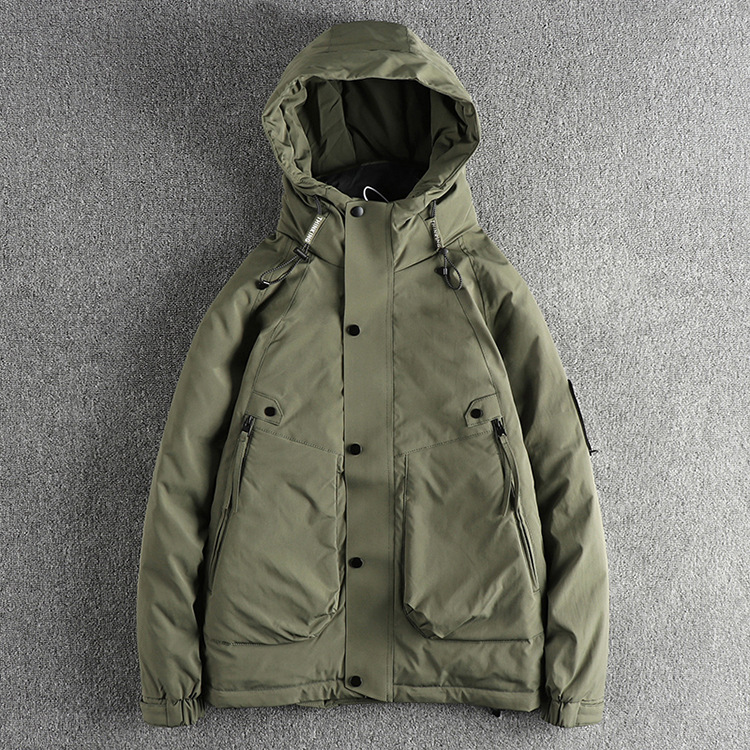 GrogeousBen  Men's Functional retro American style white duck down thickened men's down jacket workwear hooded casual outdoor fashion jacket